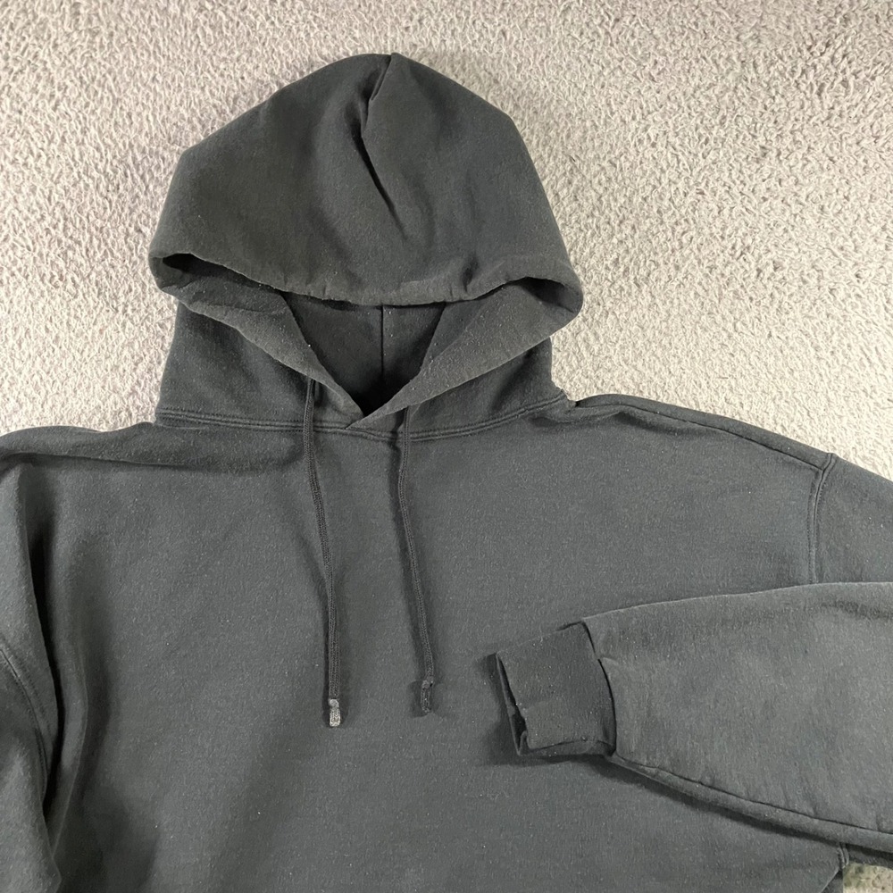 Vtg Jerzees Super Sweats Hoodie XL Faded Black Paint Splatter Y2K Grunge Skater